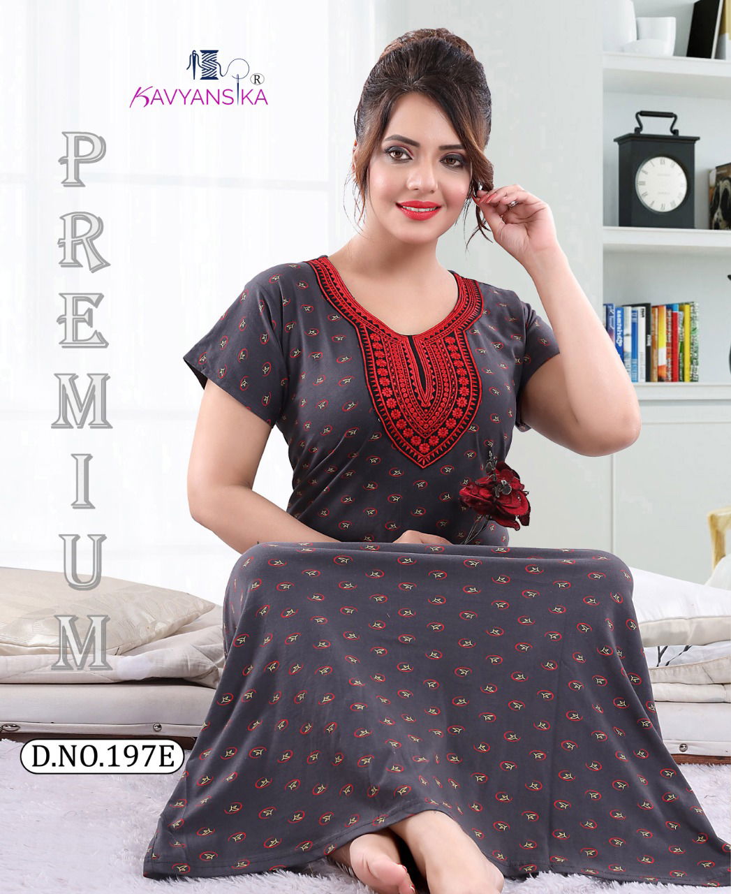 Kavyansika 197 Night Wear Embroidery Printed Nighty Collection